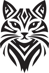Bold Cat Logo Vector in Black and White

