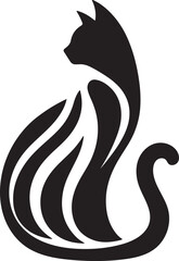 Bold Cat Logo Vector in Black and White

