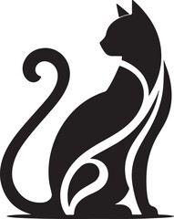 Bold Cat Logo Vector in Black and White

