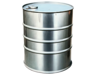 silver industrial oil drum isolated on transparent background - generated by ai