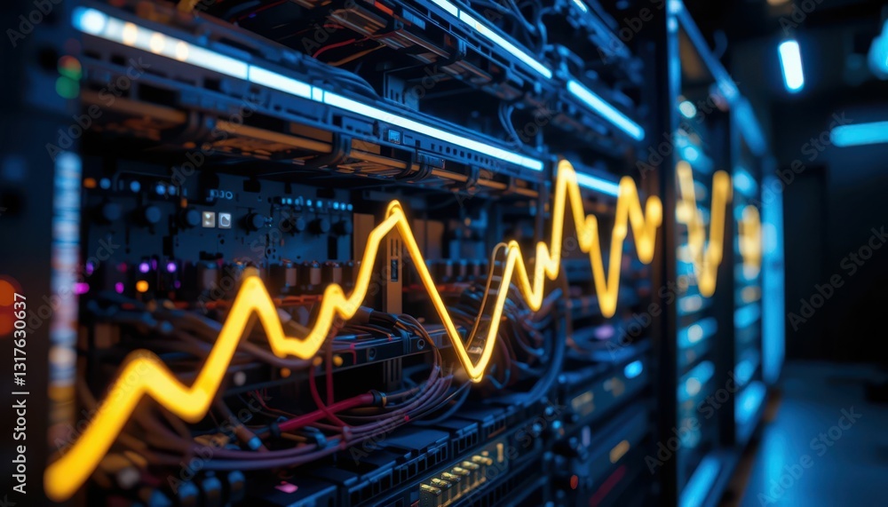Poster data center technology with graphical representation of signals