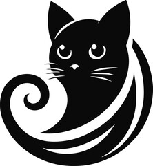 Bold Cat Logo Vector in Black and White

