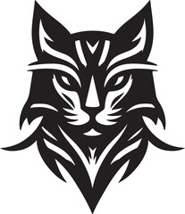 Bold Cat Logo Vector in Black and White


