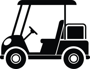 Silhouette of a golf cart, golf cart vector silhouette, black golf car icon vector  