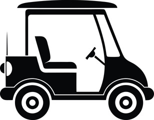 Silhouette of a golf cart, golf cart vector silhouette, black golf car icon vector  