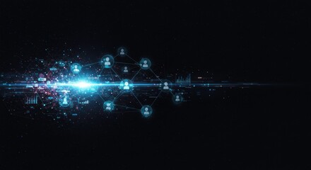 Global Network Connection Abstract Digital Data Flow and Social Media Network Visualization