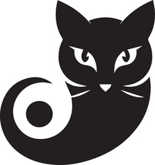 Bold Cat Logo Vector in Black and White

