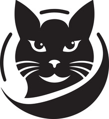 Bold Cat Logo Vector in Black and White

