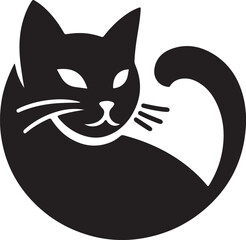 Bold Cat Logo Vector in Black and White

