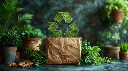 Circular economy concept recyclable materials sustainable production and waste reduction cycle modern eco friendly design