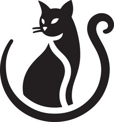 Bold Cat Logo Vector in Black and White

