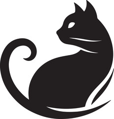 Bold Cat Logo Vector in Black and White

