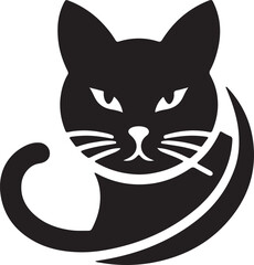 Bold Cat Logo Vector in Black and White

