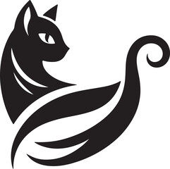 Bold Cat Logo Vector in Black and White


