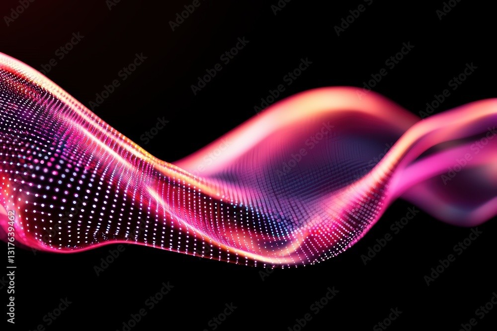 Poster abstract digital network flow with vibrant colors and dots representing cyber data interactions