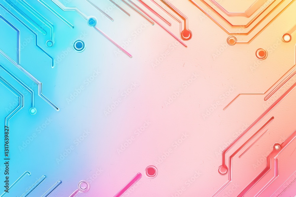Poster abstract watercolor background with circuit design in vibrant colors for tech concepts