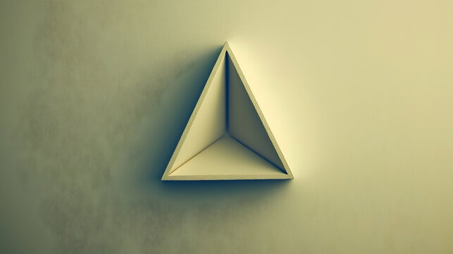 Minimalist triangular shelf on a wall, interior design element, geometric home decor