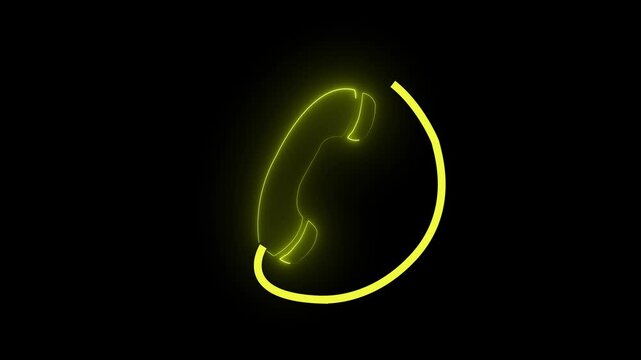 call icon  mobile phone neon Glowing call icon  on black background.
