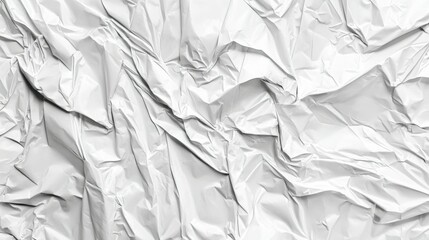 Wrinkled plastic wrap texture on a white background