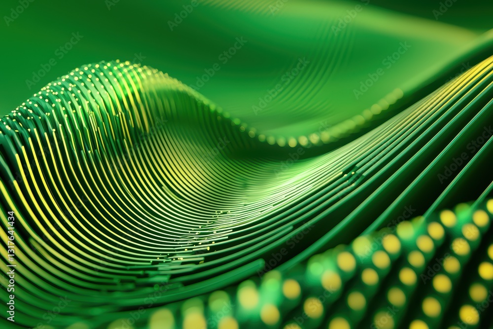 Poster digital wave pattern visualization for blockchain technology and data representation