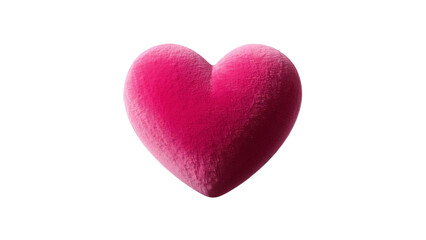 Fototapeta premium A velvety 3D pink heart with a soft, matte finish, appearing tactile and realistic, set against a transparent background