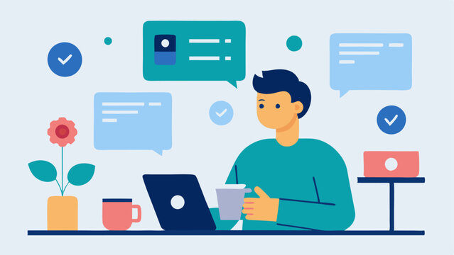 Mobile Content Monitoring A professional using a tablet in a café reviewing flagged content with the help of an AI application focusing on userfriendly interfaces.