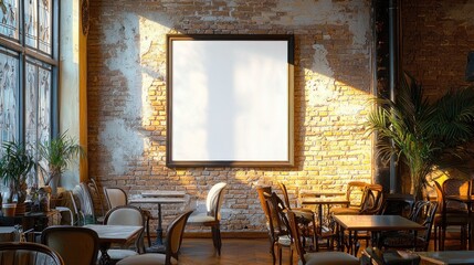 Sunlight streams into a room with a blank canvas and chairs