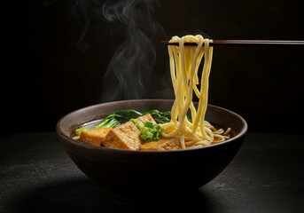 Steamy tofu noodle soup with bold flavors, a must-try in Asian cuisine.