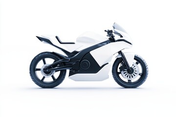 Obraz premium Isolated Electric Motorcycle on White Background in a Modern Design with Sleek Features