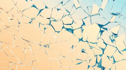 Obraz premium A shattered glass pattern with sharp edges and scattered reflections on a neutral background