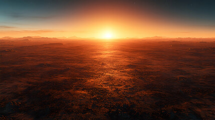 Alien Sunset Over Dusty Plains
