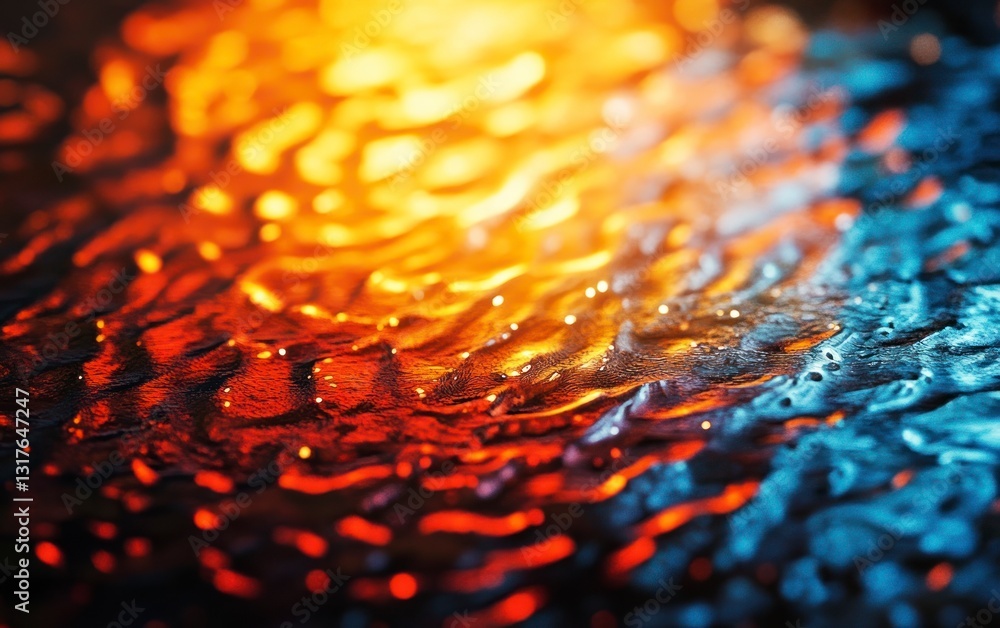 Poster abstract colorful liquid surface texture with wavy pattern and reflections
