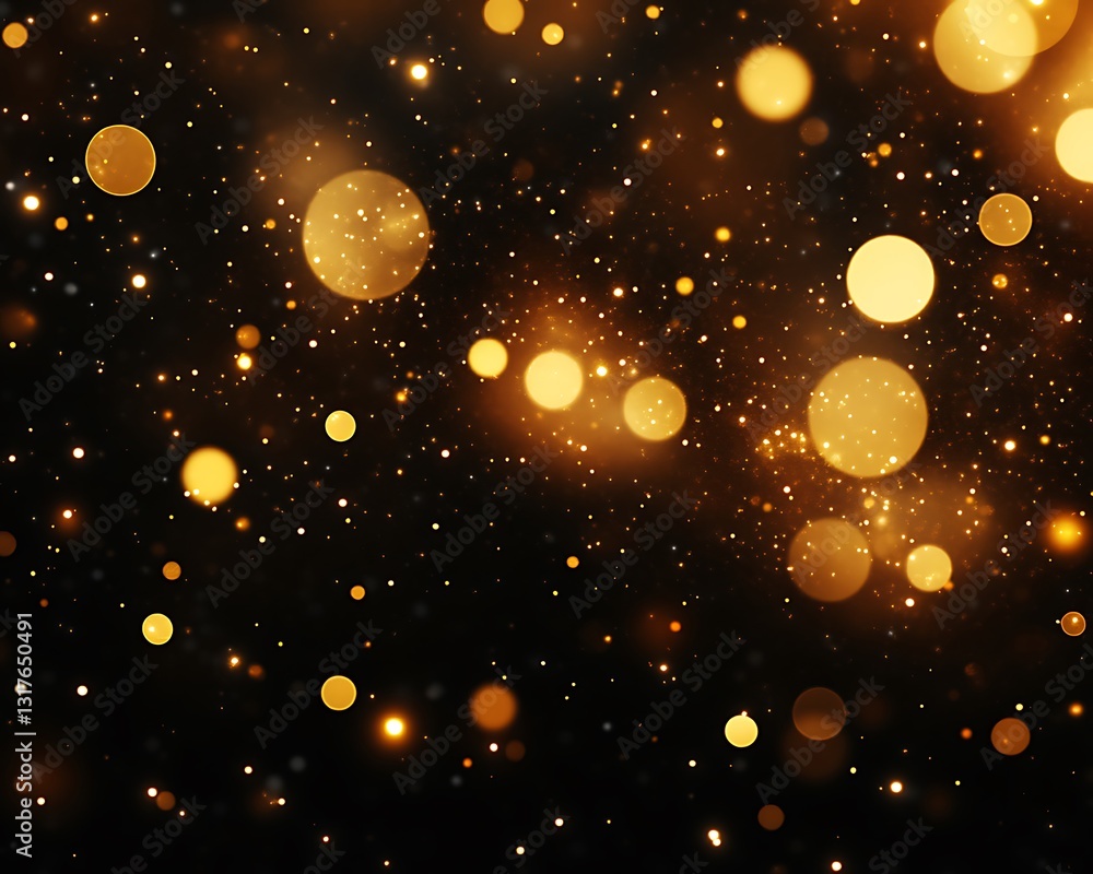 Canvas Prints glowing golden orbs and scattered white specks create a dark backdrop