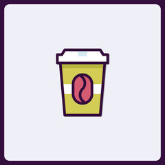 Stylish coffee cup illustration adorned with a coffee bean emblem design