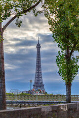 Fototapeta premium Europe, Paris. Eiffel tower in territorial and street view, city view.