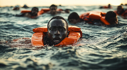 sauvetage de migrants en mer - IA Generated