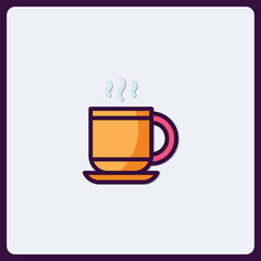 Stylized beverage icon with steaming effect, perfect for menu design
