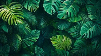 Lush Green Tropical Leaves Background for Natural and Fresh Vibes