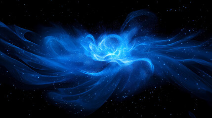 Captivating abstract blue sparkling particle background for creative design. Ethereal Light. Illustration