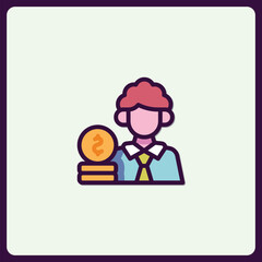 Investment advisor icon with stack of coins symbolizing financial growth