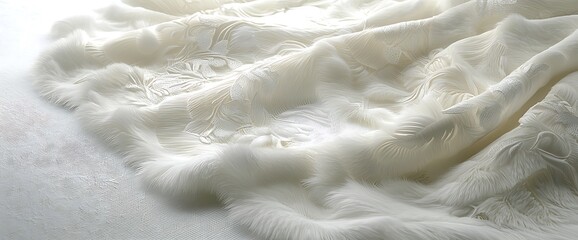 Obraz premium Elegant White Embroidered Fabric Texture