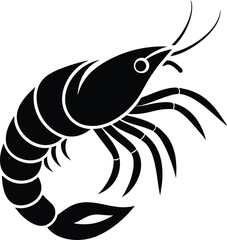 Silhouette of a shrimp, shrimp silhouette vector illustration 