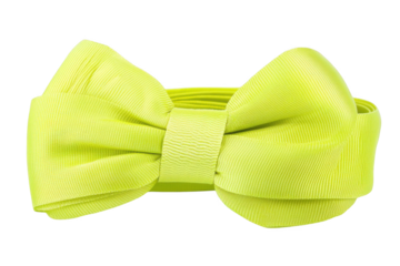 a lime green ribbon with a bow, isolated on a white background