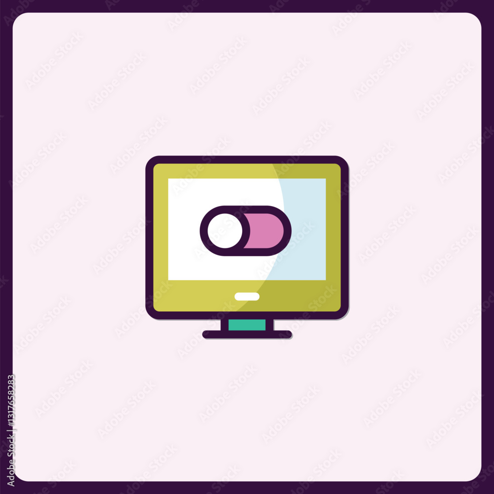 Aufkleber vibrant icon of a computer display with a toggle switch element