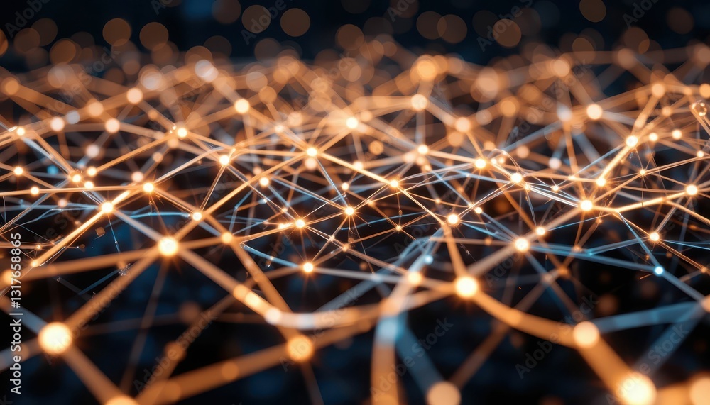 Aufkleber abstract network connection of bright nodes against dark background