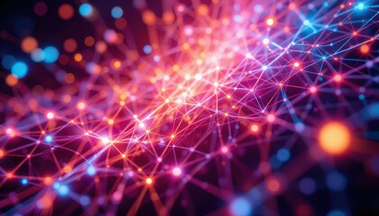Fototapeta premium Colorful Abstract Network of Lights and Connections in Dark Space
