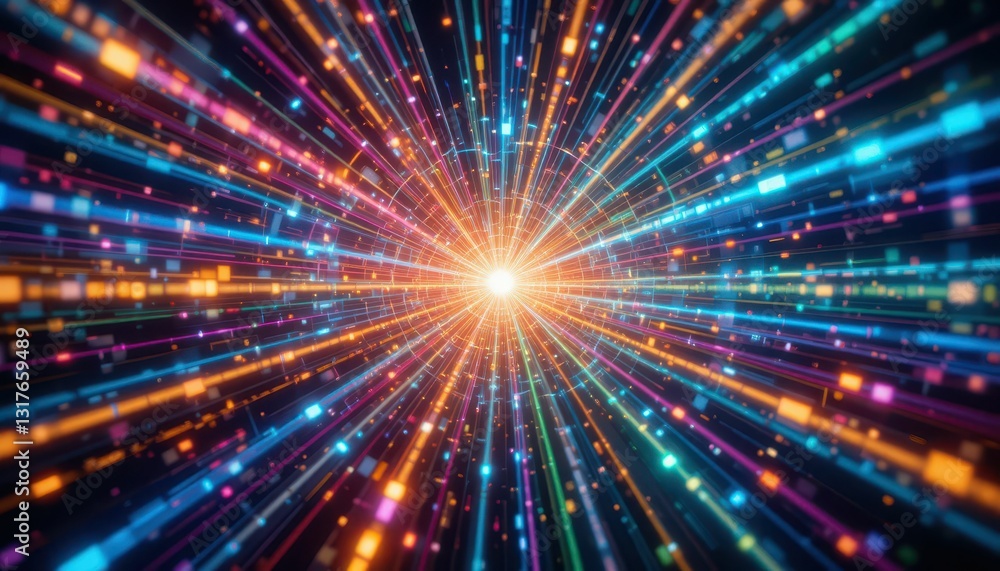 Aufkleber vibrant light explosion with dynamic colorful lines and particles