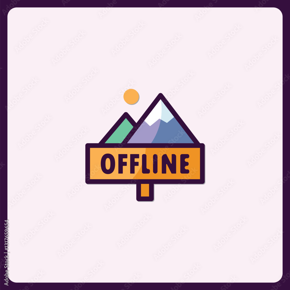 Poster stylized isolated mountain symbol indicates unavailability or offline status