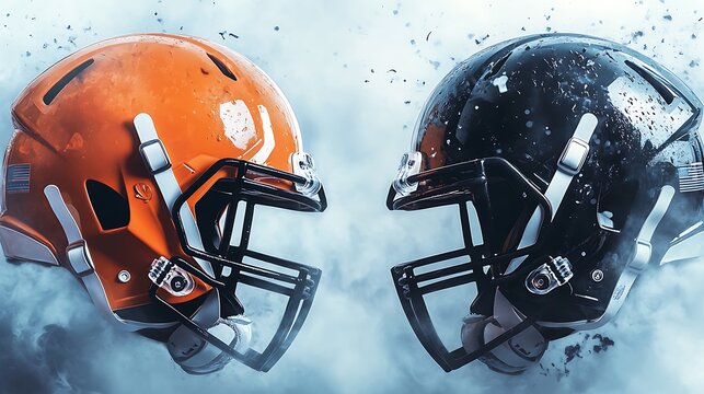 American football helmets faceoff battle images