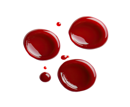 Red liquid droplets, studio shot, abstract design, background is transparent